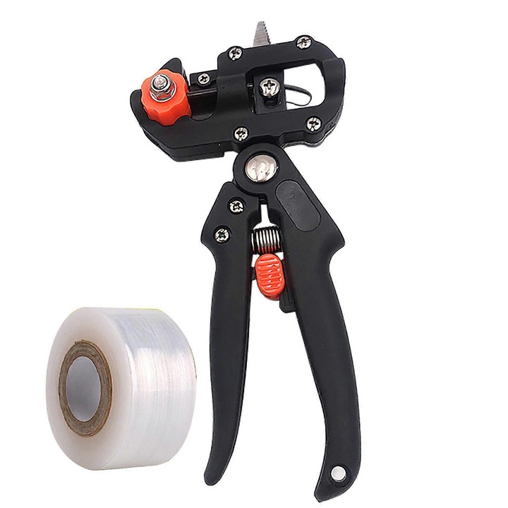 Set foarfeci de altoire pentru pomi fructiferi, 20.5x9.5x3.5cm, metal, 1 cutit de altoire, 2 lame suplimentare, film de altoire