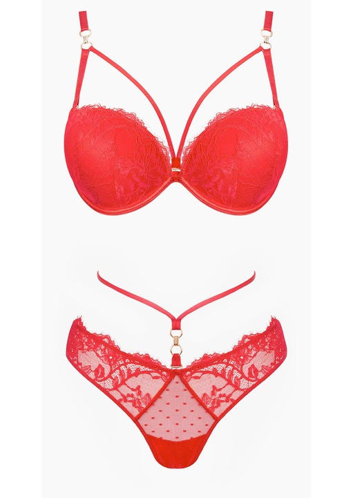 Női Fehérnemű Szett, Lormar, Bondage, Piros, 80B/L