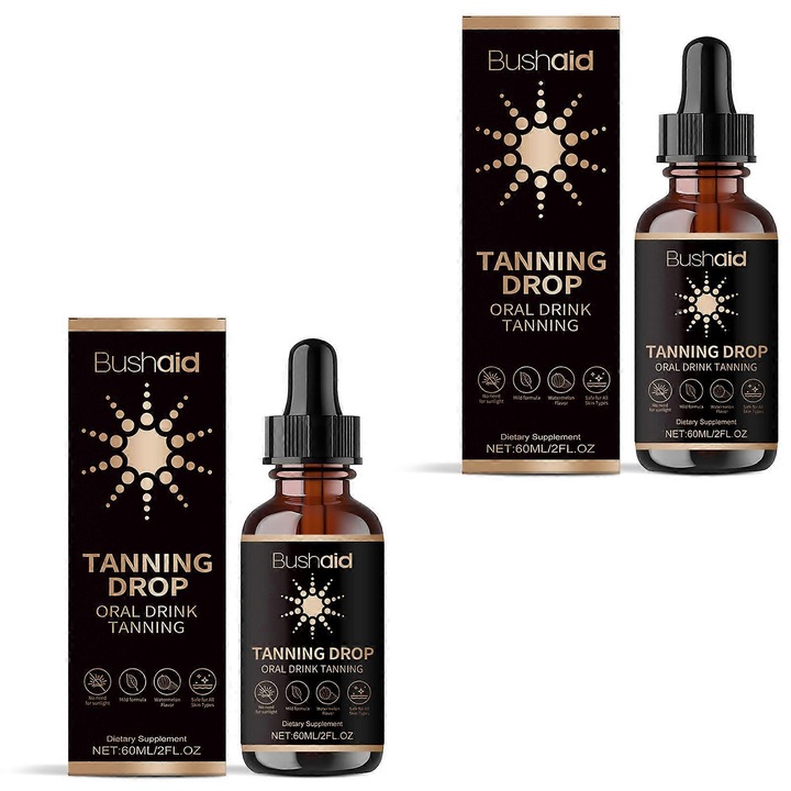 Önbarnító cseppek, 60ml, 2 darabos szett, napozás nélküli, vegán, 3.4x12cm