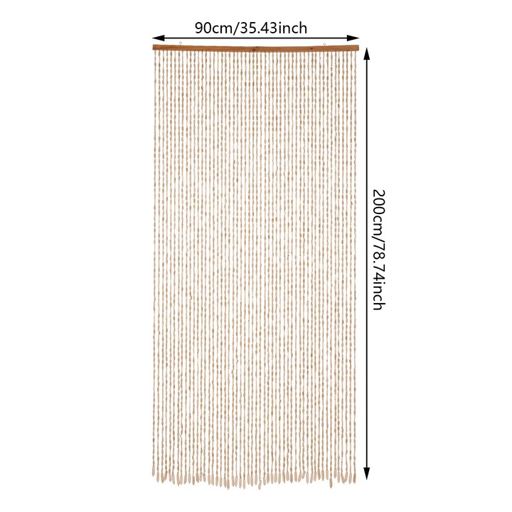 Bambuszfüggöny, kézzel készített design, natúr fa szín, 200x90cm