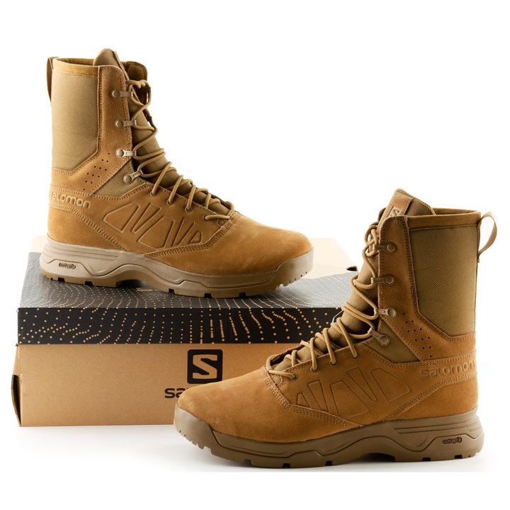 Ghete dama Salomon Guardian CSWP, impermeabile, confortabile, bej, piele nubuc si material sintetic, 37 1/3 EU