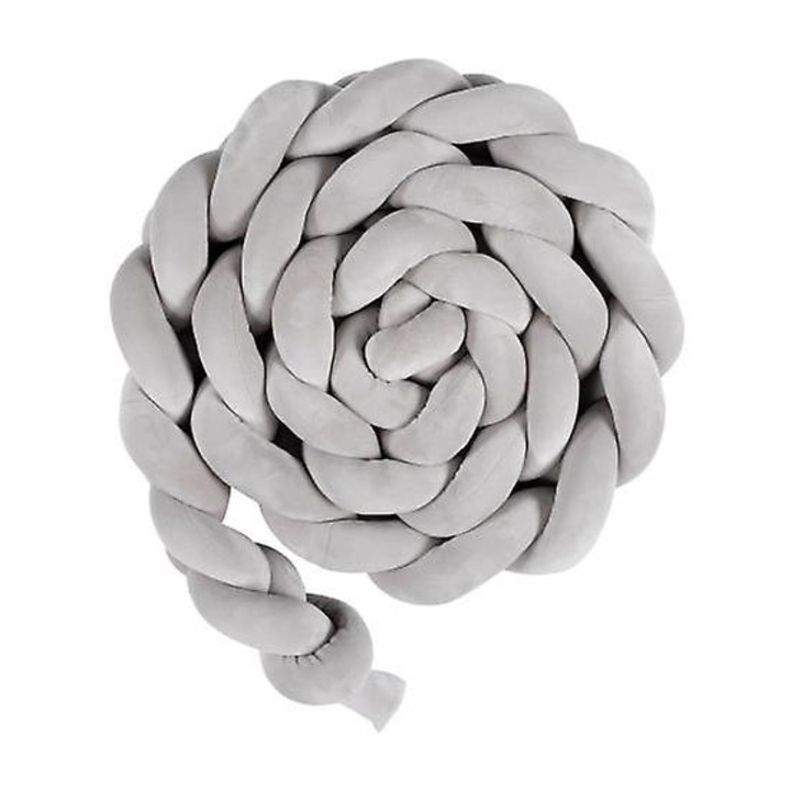 Perna decorativa impletita, elastan, 125cm, umplutura din bumbac PP, design modern si versatil, gri