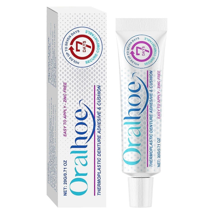 Adeziv pentru proteze dentare, 12.8x3x2cm, 20g, confortabil, bariera impotriva alimentelor, ORALHOE