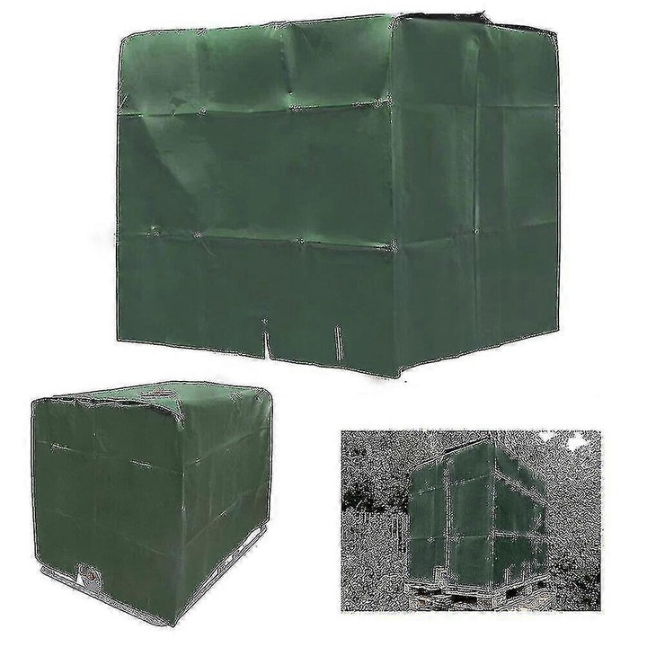 Husa protectoare pentru rezervor de apa 1000L, material Oxford, negru-verde, dimensiuni 120x100x116cm, set