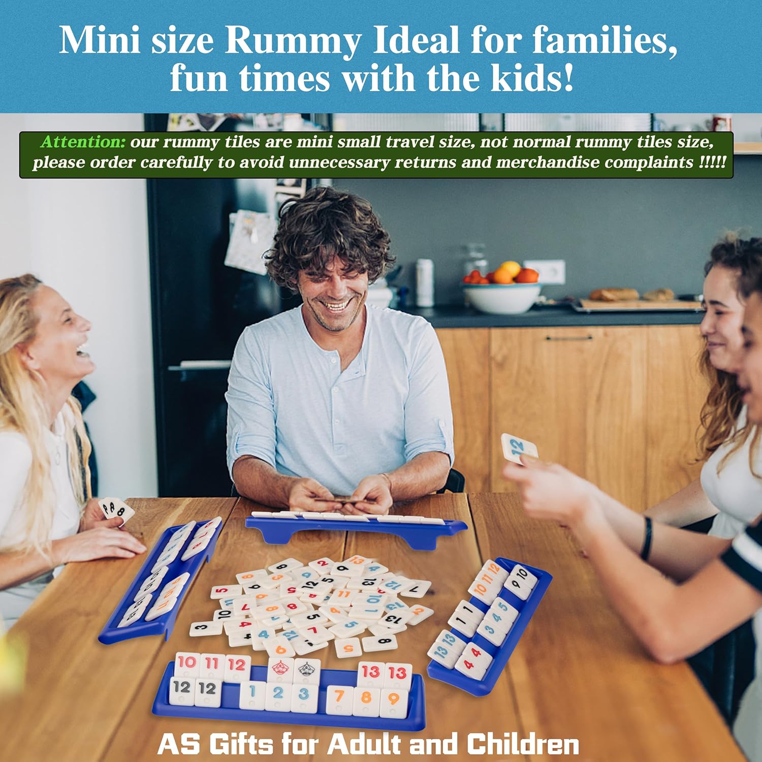 Set joc de societate Mini Rummy, MingZhi, 106 plăci, 4 suporturi ...