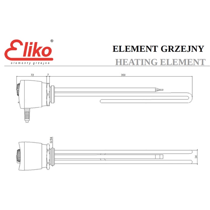 Rezistenta electrica Eliko cu termostat incorporat de 5/4 " inch (inox - 3 kW)