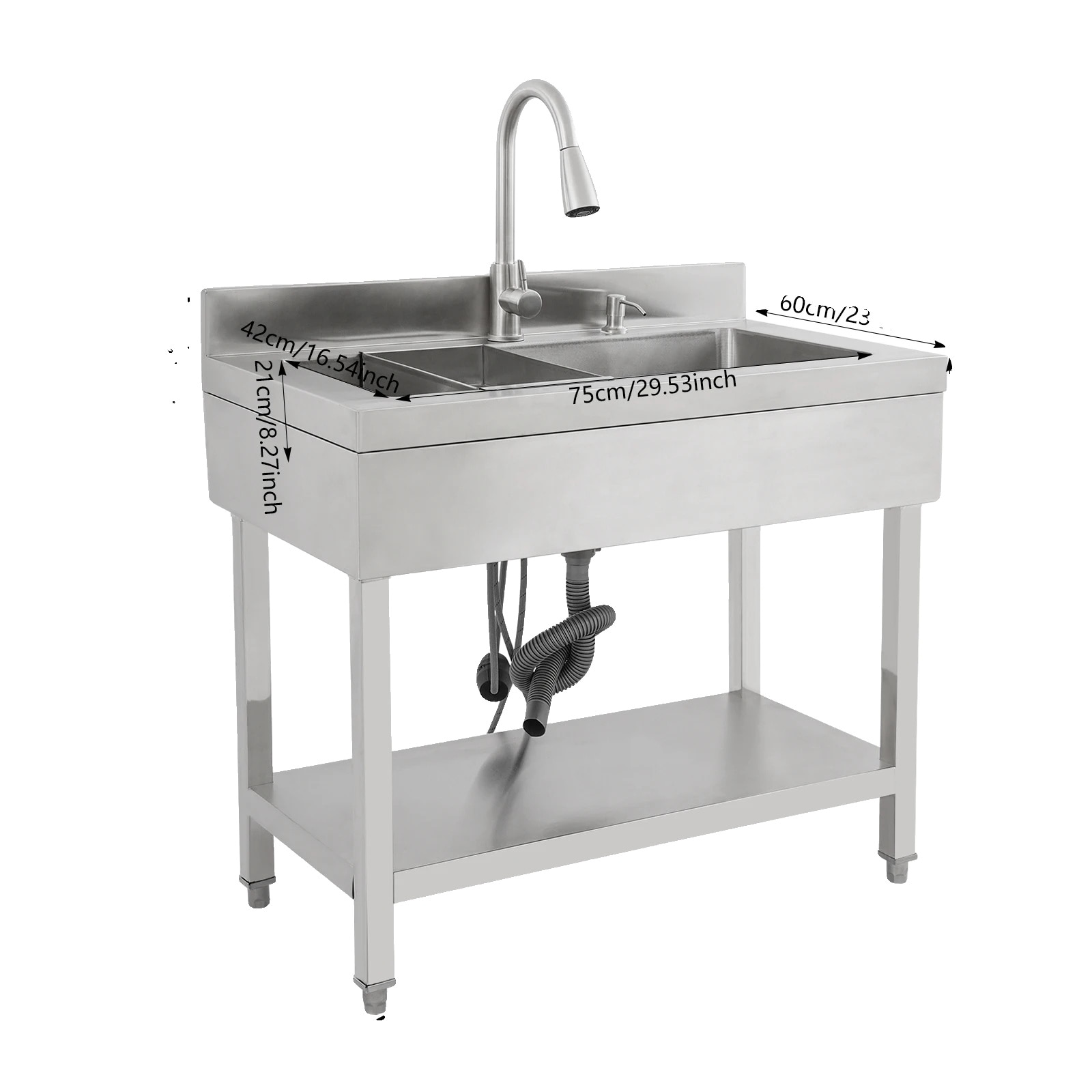 Chiuveta utilitara, design freestanding, o singura cuva, inox, 55cm ...