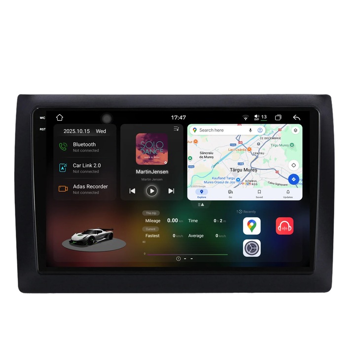Navigație GPS NavStore 9.5 inch, 12GB RAM, 256GB stocare, Bluetooth, pentru Fiat Stilo (2001-2011)