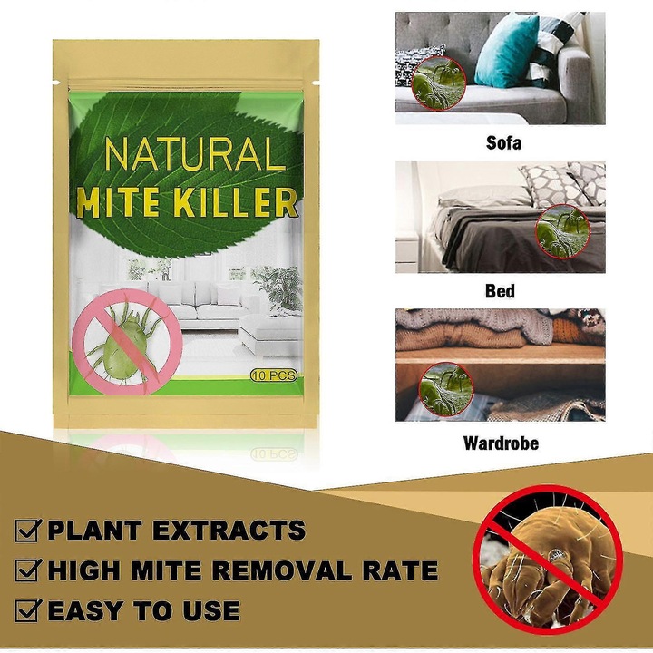 Set insecticid natural pentru acarieni, 50 bucati, fara miros, utilizare sigura in jurul copiilor si animalelor de companie