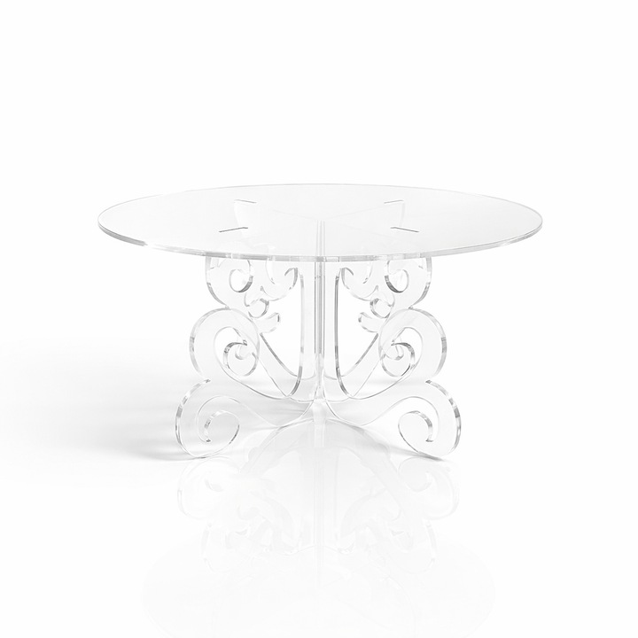 Fekete fényes plexi tortaállvány / Candy Bar, újrahasználható, 28 cm átmérőjű, szétszedhető