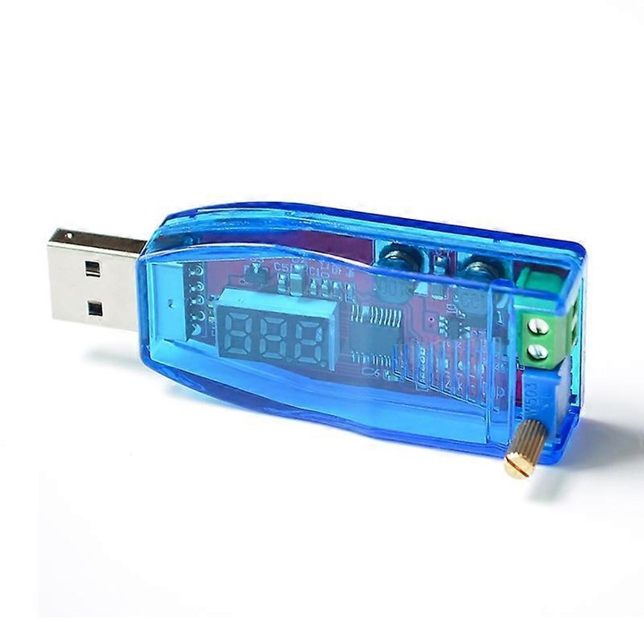 Állítható DC tápegység modul, 1-24V, 3W, 70x26x22mm, piros