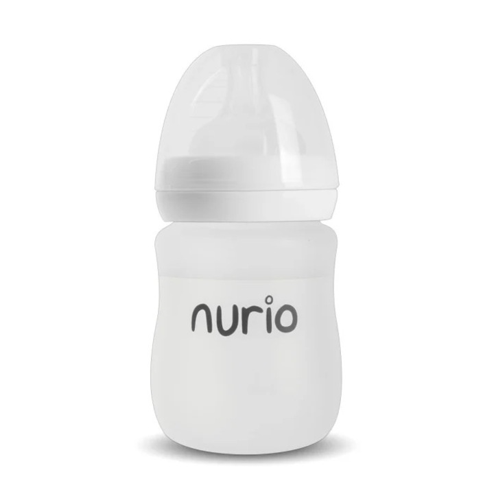 Biberon Nurio Premium din Sticla cu Protectie din Silicon, 150 ml