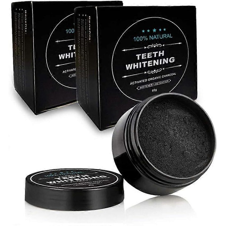 Pudra de albire a dintilor din carbon activ, 60g, efect puternic de albire, naturala, ambalaj frumos, set 2 bucati