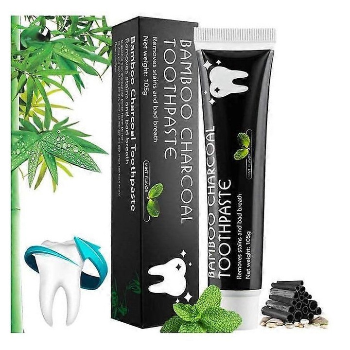 Pasta de dinti naturala cu carbune activ, albire dinti, menta, 100% organica, 100ml