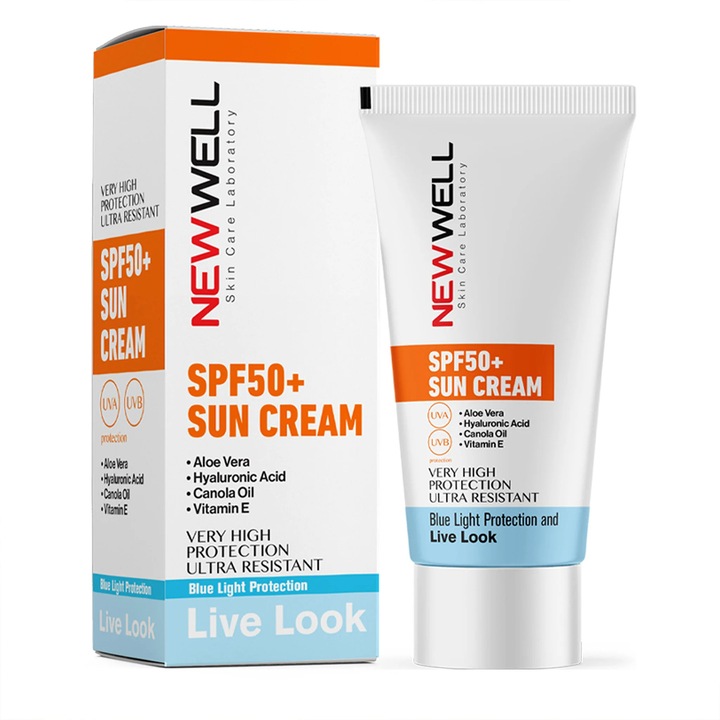 Crema de protecție solară New Well SPF 50+ cu Aloe Vera