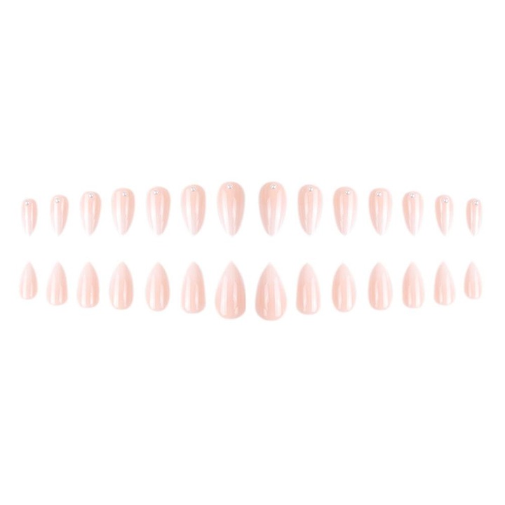 Set unghii false din rasina, 24 bucati, diverse dimensiuni, aspect natural, pentru femei