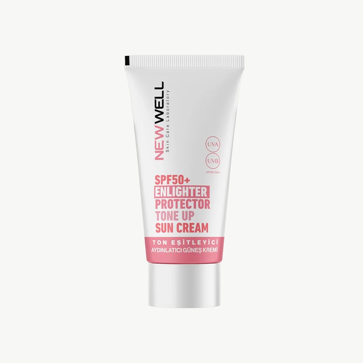 Crema de protecție solară pentru față, New Well SPF 50+, uniformizare ton, 50 ml