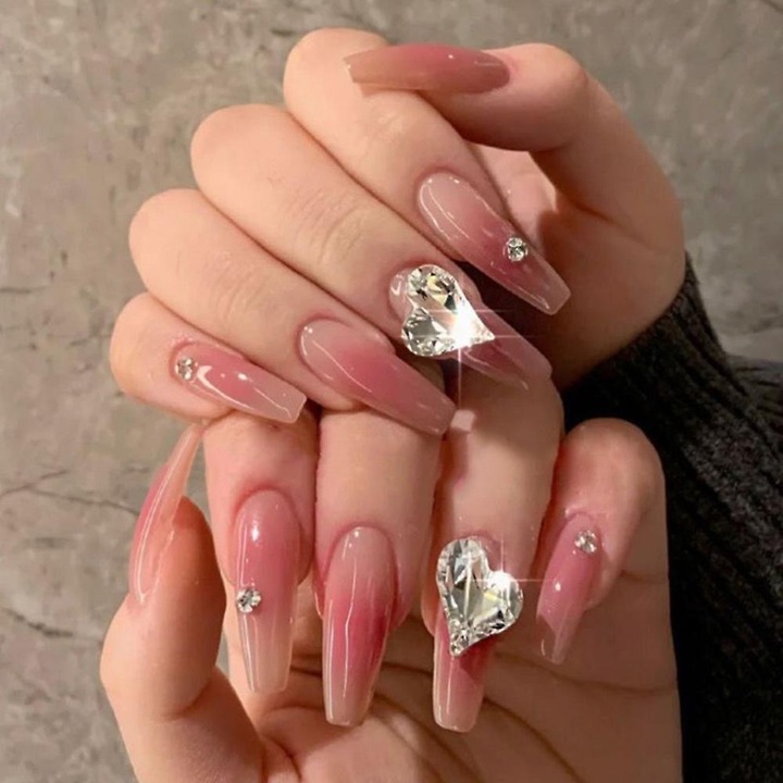 Set 24 unghii false reutilizabile, gel UV, acrilice, multicolor