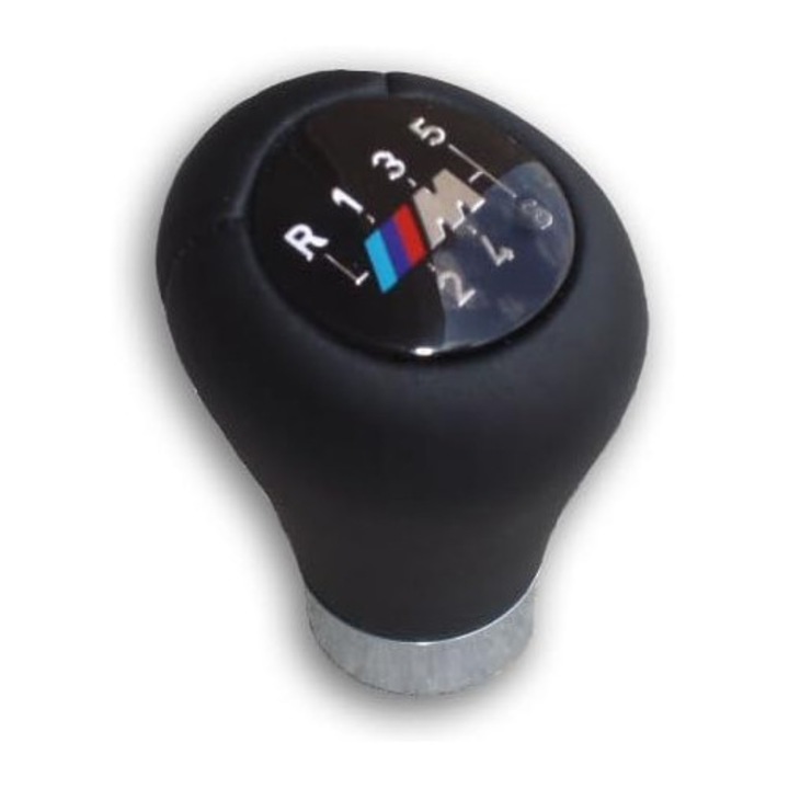 Manere schimbator de viteze din piele 6 trepte cu logo M pentru BMW, set