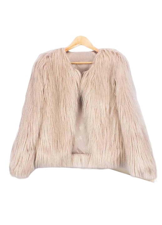 Palton dama, cardigan pufos, blana artificiala, roz, 4XL, 4XL INTL