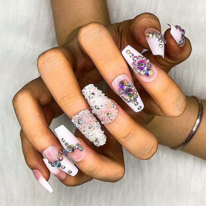 Set de 500 unghii false din acrilic cu 13 unelte, transparente, pentru manichiura