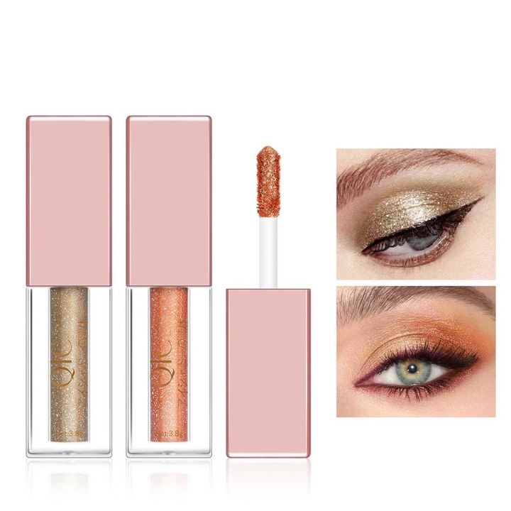 Set 2 farduri de pleoape lichide, efect perlat, rezistent la apa, 12 ore, multicolor