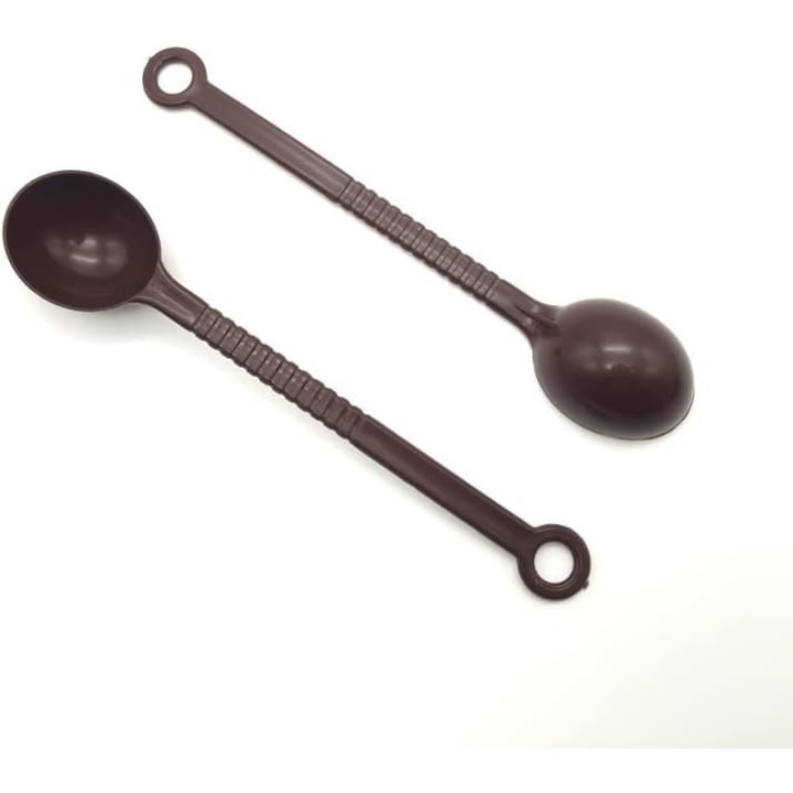 Lingurite de masurat din plastic, set de 30, 21x4cm, maro inchis, reutilizabile, pentru cafea, condimente, zahar