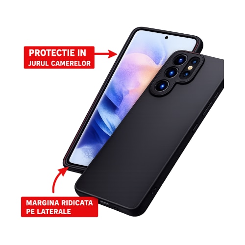 Husa Upzz® Ultra Slim New Compatibila Cu Samsung Galaxy S26 ULTRA, Silicon Soft Slim, Protectie La Camera, Negru