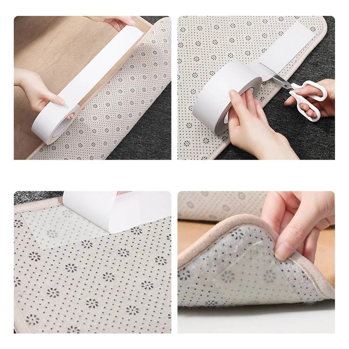 Banda Dublu Adeziva pentru Covoare Alba 10m x 4cm