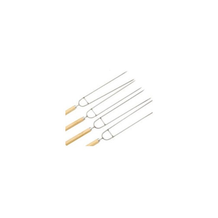 6 db rozsdamentes acél grillkészlet fa nyéllel, 37cm