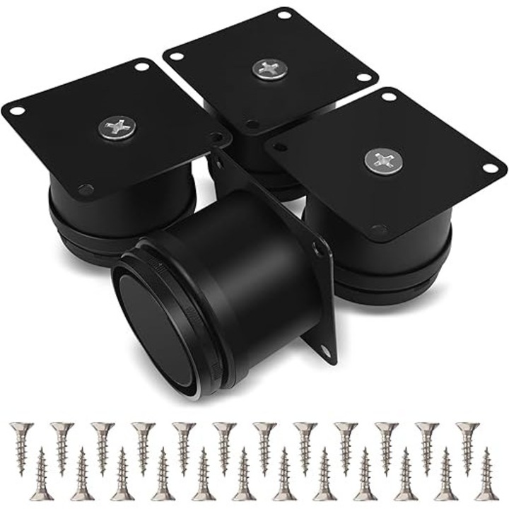 Комплект 4 крака за мебели, Инокс, Черен, 50мм