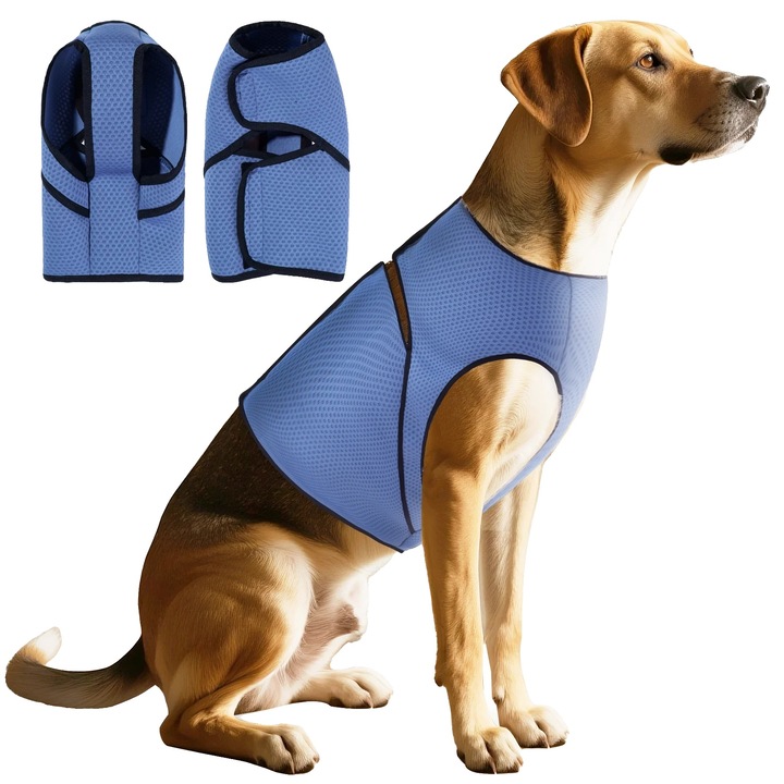 Jacheta pentru anxietate caini, material prietenos cu pielea, confort pe tot parcursul anului, albastra, XXXL