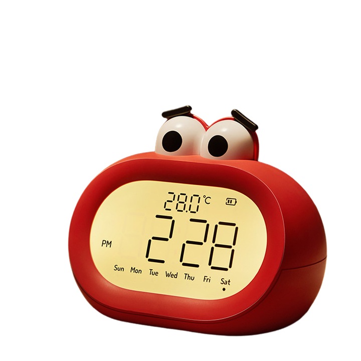 Dekoratív ébresztőóra gyerekeknek, mini elektronikus óra, különleges funkciók, LED, 10x10cm