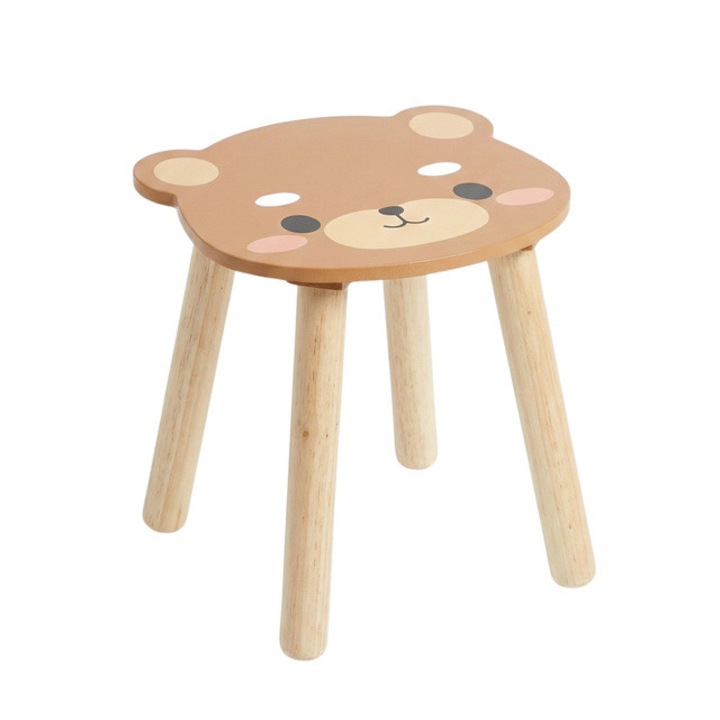Scaunel din lemn pentru copii SAFARI, 28 cm, ursulet