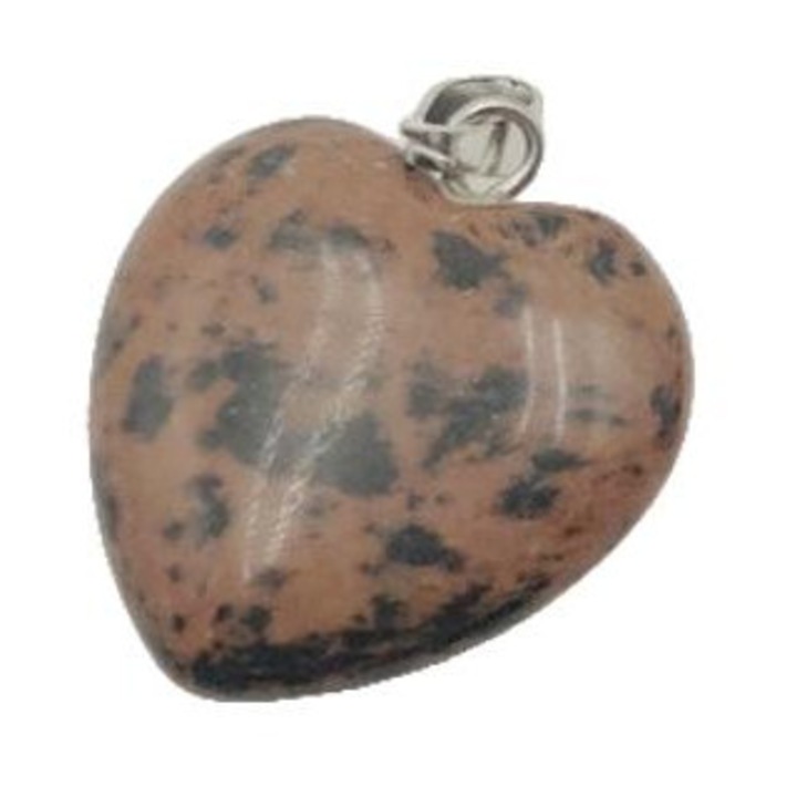 Pandantiv inima piatra naturala Golden Swan maro-negru 20mm