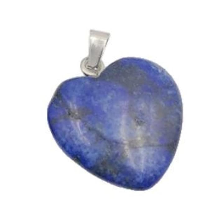 Pandantiv inima din Lapis Lazuli natural, 20mm, albastru profund cu incluziuni aurii, finisaj lustruit