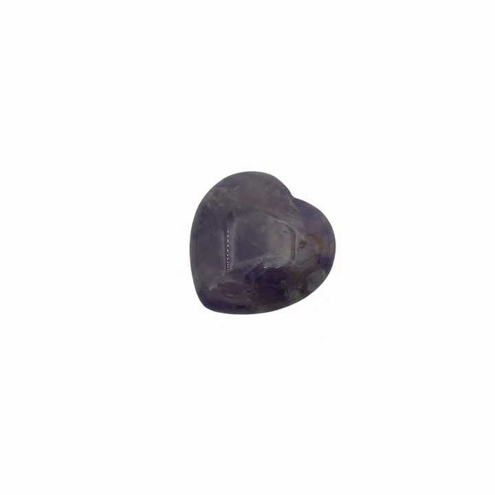 Inima din piatra de ametist natural, purpurie, cristal lustruit