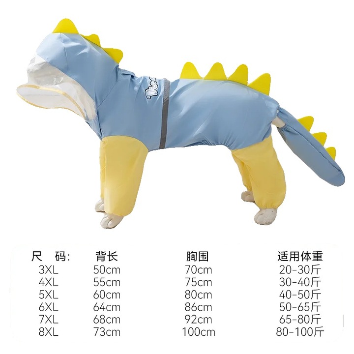 Pelerina pentru caini, impermeabila, 7XL, albastra, protectie completa