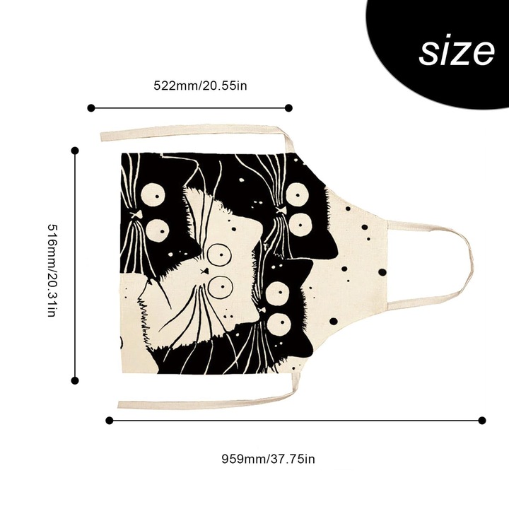 Sort impermeabil din in, 50x70cm, model amuzant cu pisici, set pentru bucatarie, cafenele, gratare