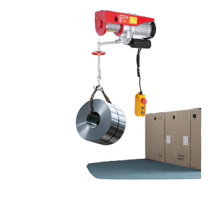 Troliu electric, capacitate de incarcare 800 kg, viteza de ridicare 10 m/min, lungime cablu 30 m, sistem de siguranta