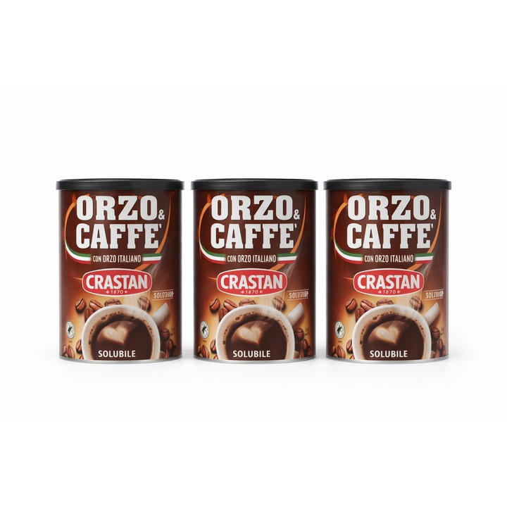 Set 3 x Crastan Orzo & Caffe Solubil, 120 g/buc – Bautura instant cu orz italian si cafea