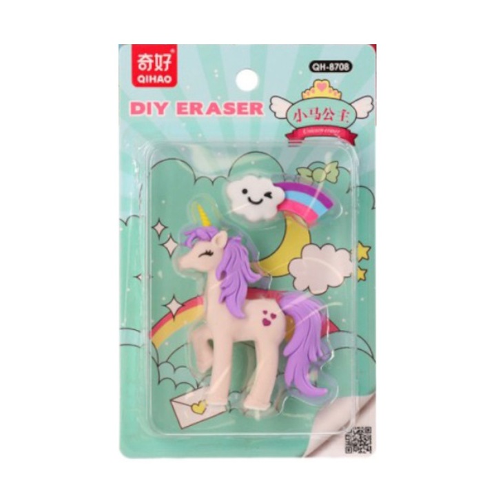 Radiera moale, STATOVAC, design unicorn, set 1 bucata