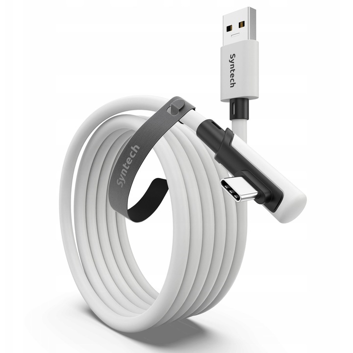 USB-A - USB-C kábel, Syntech, 3m, fehér, gyors adatátvitel