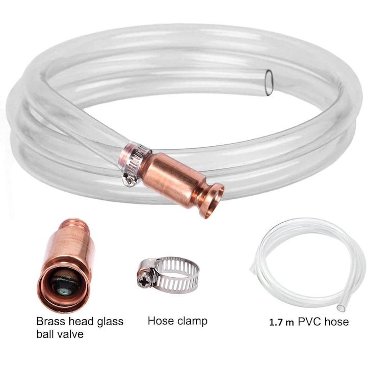 Furtun autoamorsant cu supapa 1.7 m – pompa sifon manuala cu aspiratie pentru combustibil, apa si lichide