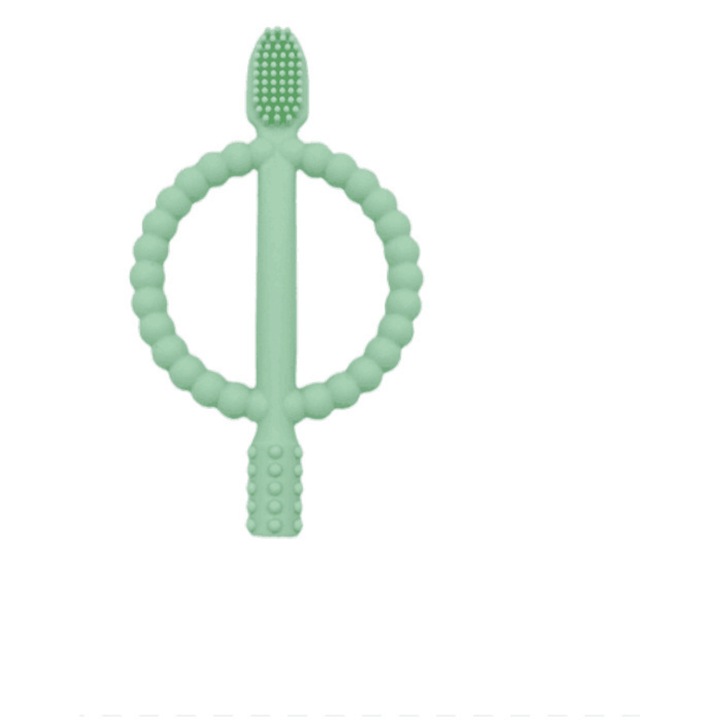Jucarie dentitie Bedex, silicon alimentar, verde menta, 12.5x6.9cm