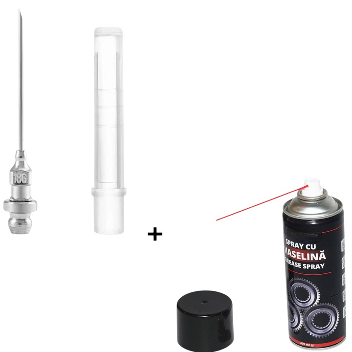 Ac gresare Otel cu niplu pentru penetrare vaselina spatii inguste + spray vasilina lichida