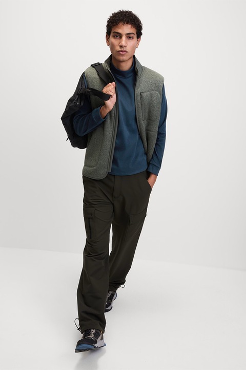 Marks & Spencer, Bluza din amestec de bumbac cu guler scurt, Verde aquamarin