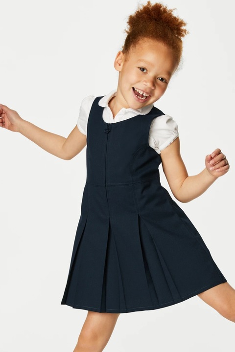 Marks & Spencer, Sarafan cu croiala in A si pliuri, Bleumarin, 110-116 CM