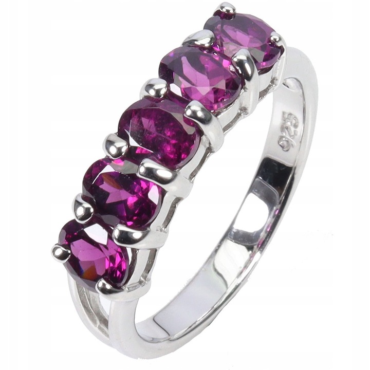 Inel dama, Songea, argint, cu granate naturale, marimea 14.5