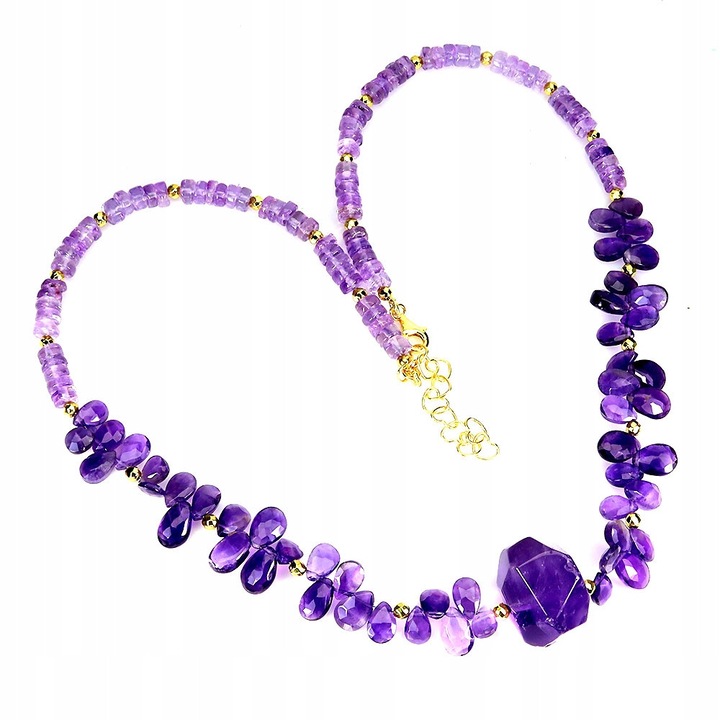 Colier dama, Songea, argint, cu ametist natural, 48.26cm